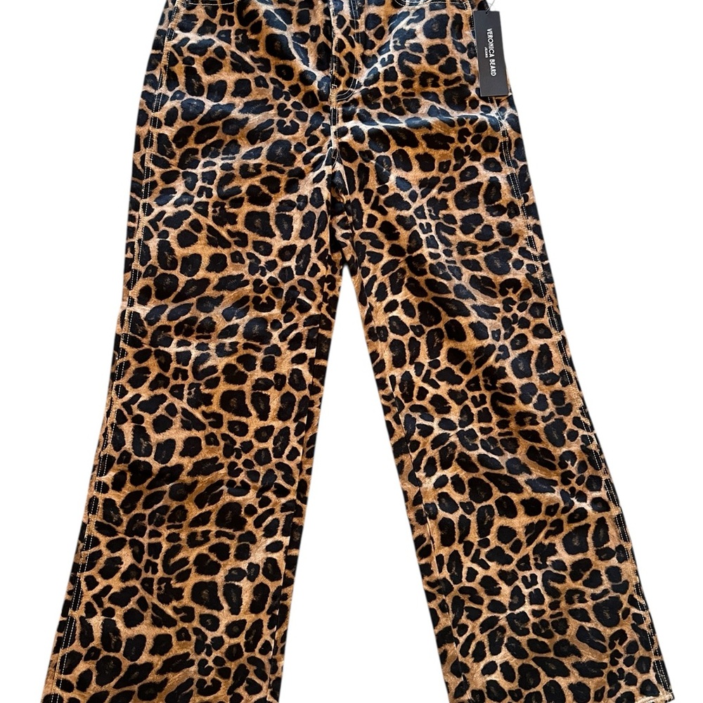 Veronica Beard High-Rise Leopard Print Jeans in Brown and Black